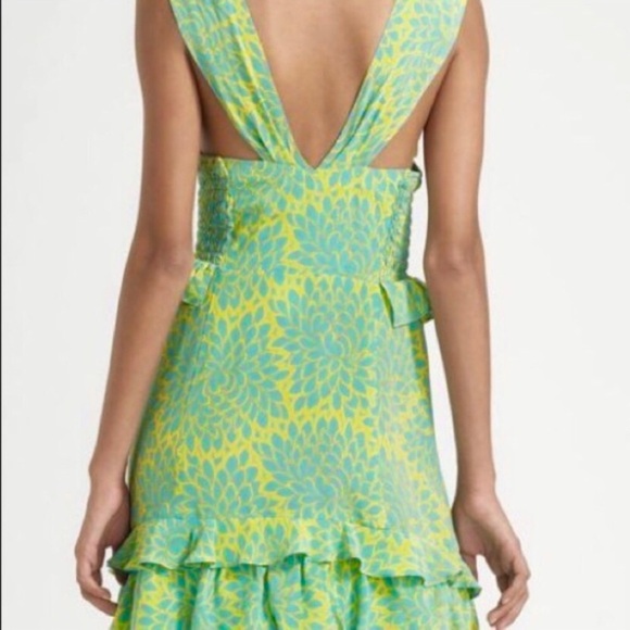 NANETTE LEPORE Santa Fe Hot Tamale Silk Ruffle Floral Print Mini Dress - Picture 4 of 10